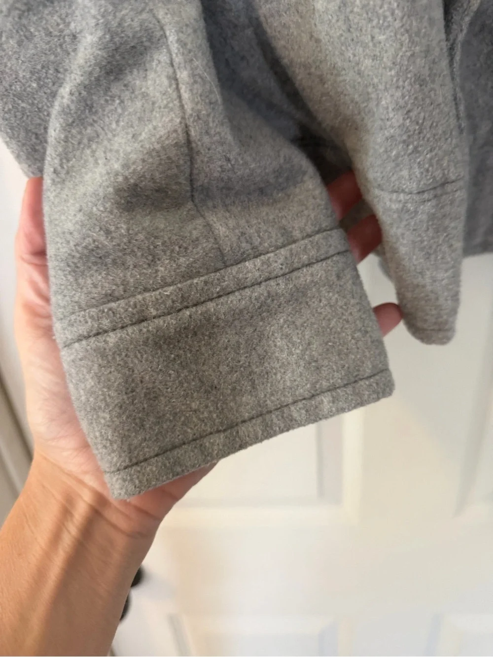 Free People Grey Cropped Peacoat fuzzies inside & small stain